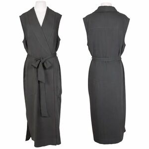 Jason Wu Sleeveless Duster Vest Dress Belted Pockets Gray Midi Minimalist L NWT